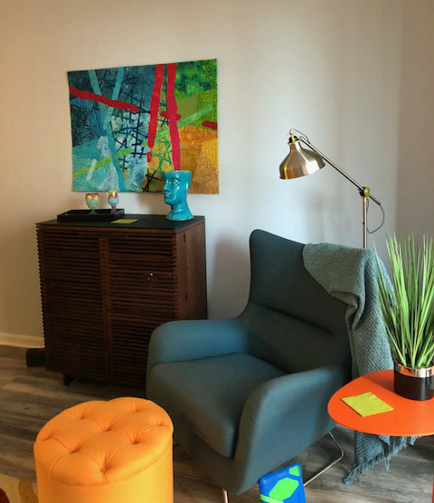 "Initial Response" Settled into a New Home. Ellen Lindner, AdventureQuilter.com/blog