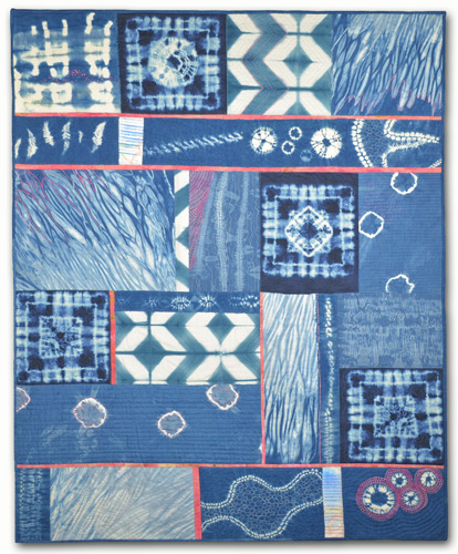 Indigo blanket complete. Ellen Lindner, AdventureQuilter.com/blog