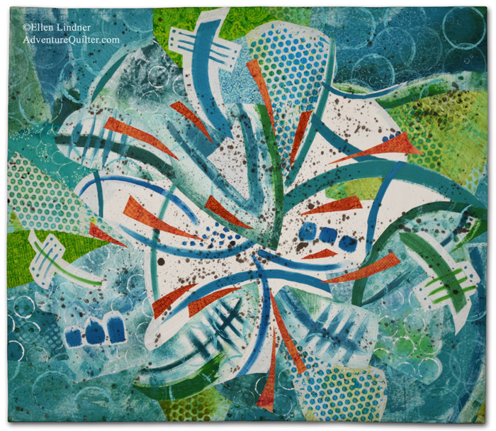 Splash, an art quilt by Ellen Lindner. AdventureQuilter.com