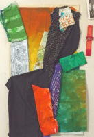 Working on an abstract quilt. Ellen Lindner, AdventureQuilter.com/blog