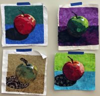 Apples a la Asheville. Student results from Ellen Lindner's Double Reverse Applique class. AdventureQuilter.com/blog