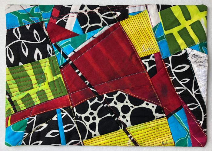 Draw Bridge Ahead, a tiny art quilt by Ellen Lindner. AdventureQuilter.com/blog