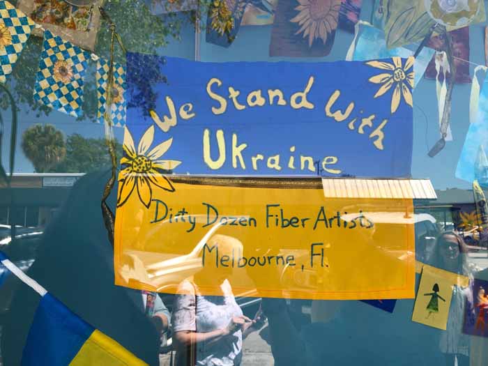 "Prayer" Flags for Ukraine. Ellen Lindner, AdventureQuilter.com