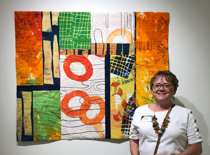 Opening Night of "Stitched, Stamped, & Sculpted", Ellen Lindner, AdaventureQuilter.com/blog