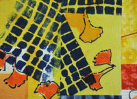 Easily Distracted - detail. An art quilt by Ellen Lindner, AdventureQuilter.com