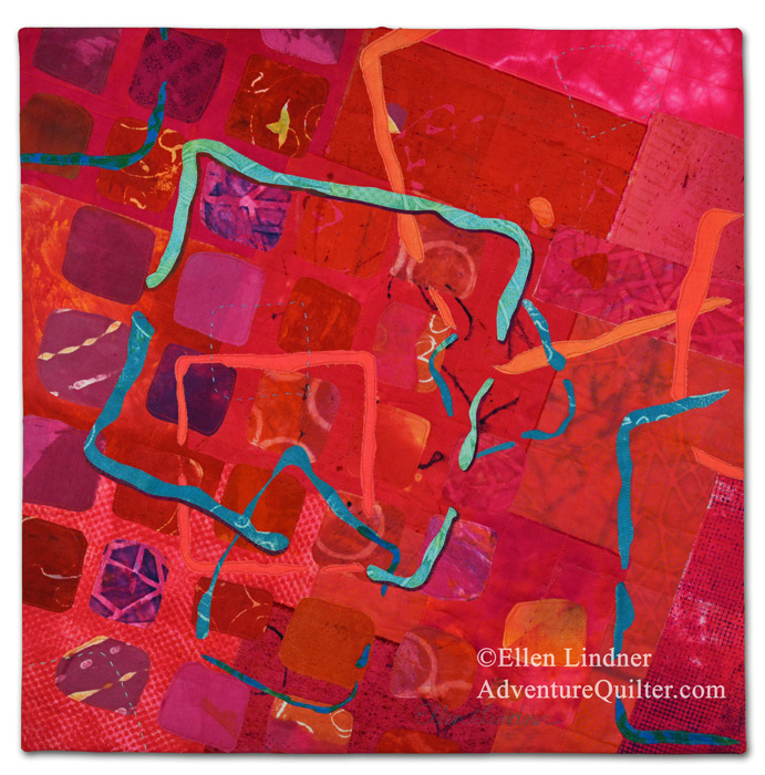 "Toast and Jam," and art quilt by Ellen Lindner. AdventureQuilter.com/blog