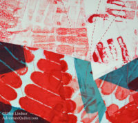 Adrenaline Surge - detail, an art quilt by Ellen Lindner. AdventureQuilter.com