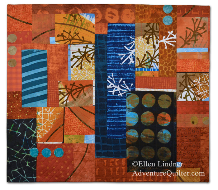 Twigs, an art quilt by Ellen Lindner. AdventureQuilter.com