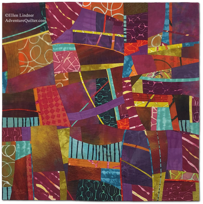 Waiting for the Lightnin' Bugs. An art quilt by Ellen Lindner. AdventureQuilter.com