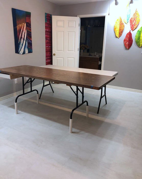 New studio flooring. Ellen Lindner, AdventureQuilter.com/blog