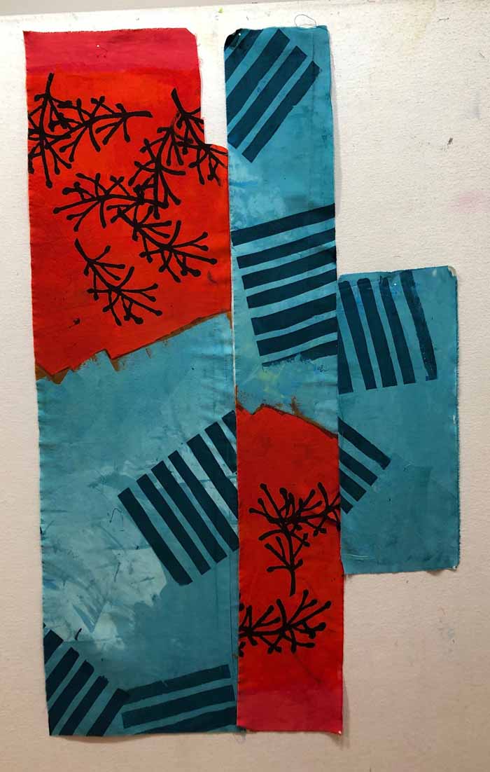 Teal and Red-Orange Quilt: Getting Started. Ellen Lindner, AdventureQuilter.com/blog