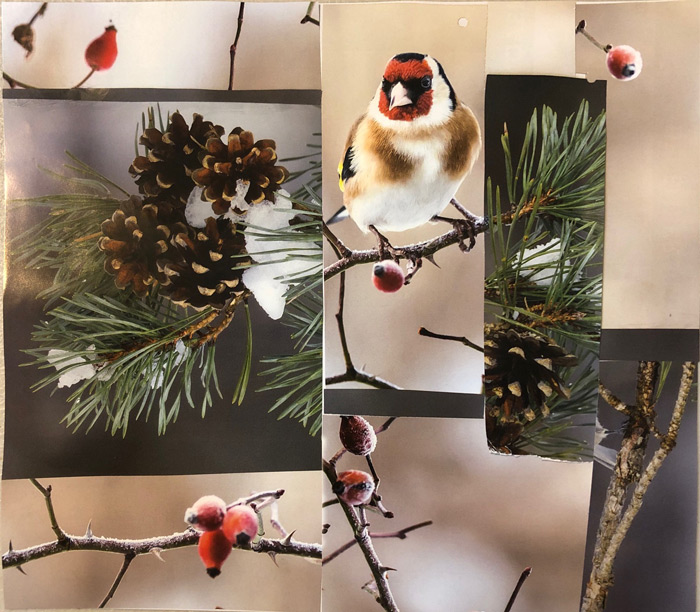 Collaging with Magazine Pages. Ellen Lindner, AdventureQuilter.com/blog