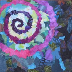 Made in "Sticky Fingers" class taught by Ellen Lindner. AdventureQuilter.com
