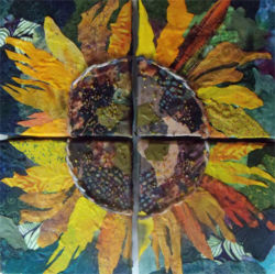 Made in "Sticky Fingers" class taught by Ellen Lindner. AdventureQuilter.com