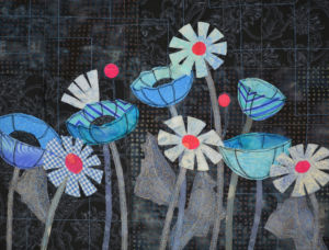 Class sample for Ellen Lindner's "Floral Improv." AdventureQuilter.com