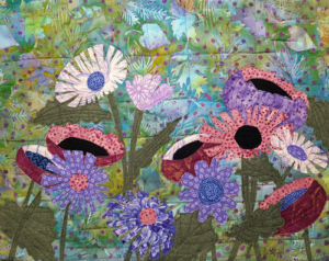 Jane Knaub quilt from Floral Improv class with Ellen Lindner. AdventureQuilter.com/blog