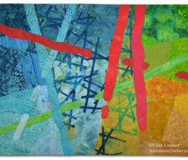 Initial Response, an art quilt by Ellen Lindner. AdventureQuilter.com