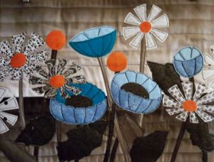 Made in Ellen Lindner's class, "Floral Improv." AdventureQuilter.com