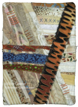 "Notes for a Friend," tiny, vibrant quilts. Ellen Lindner, AdventureQuilter.com/blog
