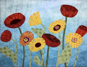 Student results from Ellen Lindner's class, Floral Improv AdventureQuilter.com