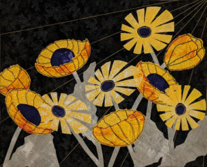 Student sample, Floral Improv class with Ellen Lindner. AdventureQuilter.com