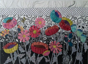 Student sample, Floral Improv class with Ellen Lindner. AdventureQuilter.com