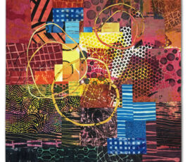 "Happy Family" complete. An art quilt by Ellen Lindner. AdventureQuilter.com/blog