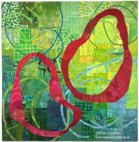 Mr. and Mrs. Mr. and Mrs., an art quilt by Ellen Lindner. AdventureQuilter.com