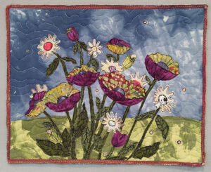 A Floral Improv Student's results: Denise Giardullo'x Summer Symphony. AdventureQuilter.com/blog